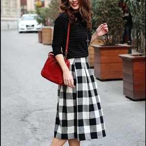 Black and white plaid midi skirt Anthropologie